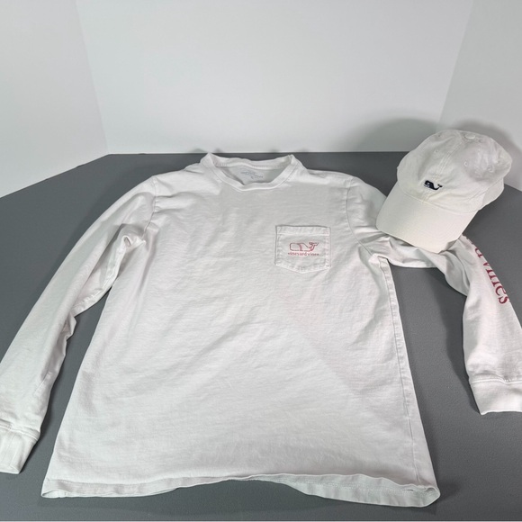 Vineyard Vines Tops - Vineyard Vines White and Red Long Sleeve Tee (Teen 18xl, women’s small)…with hat